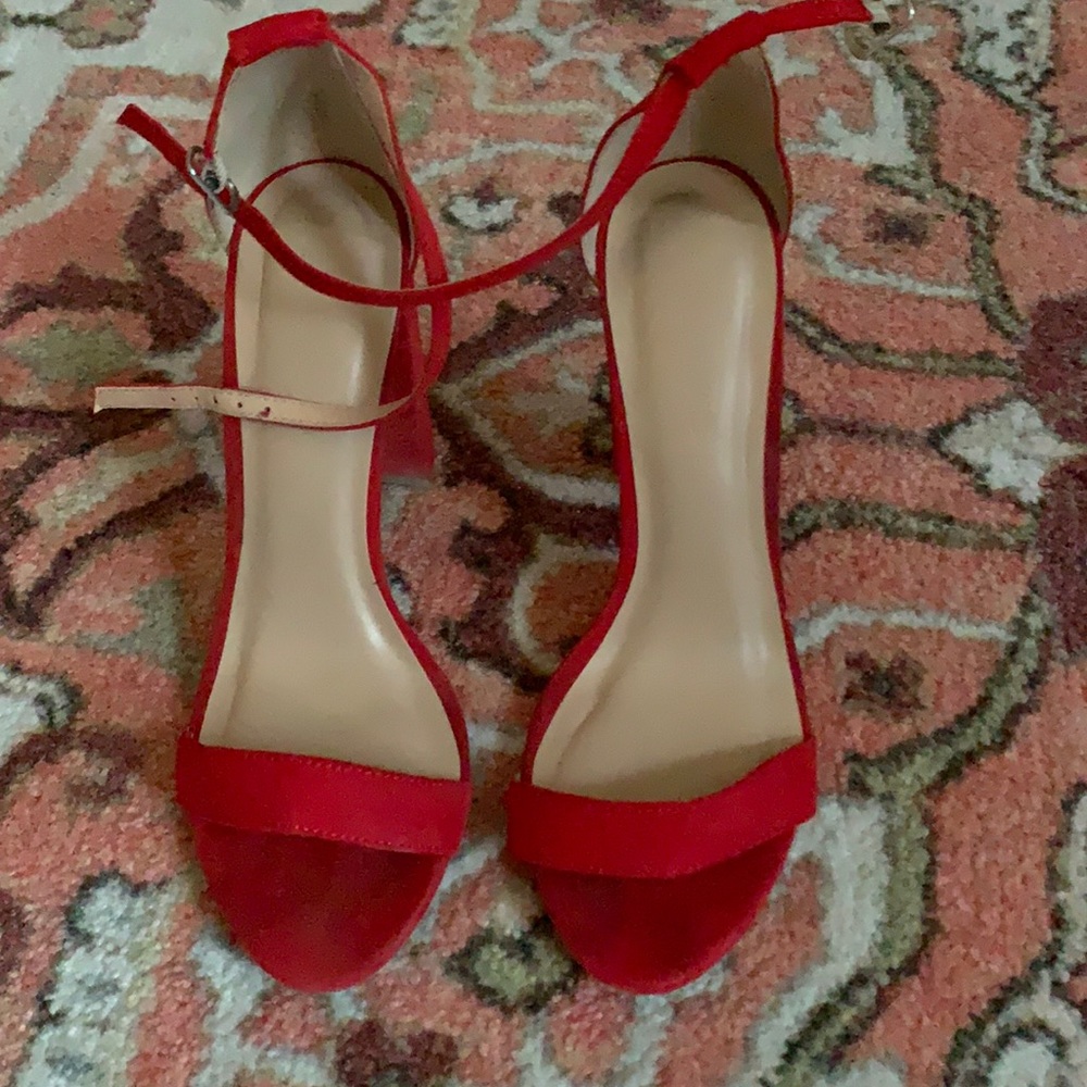 Red Block Heal Strappy Shoes